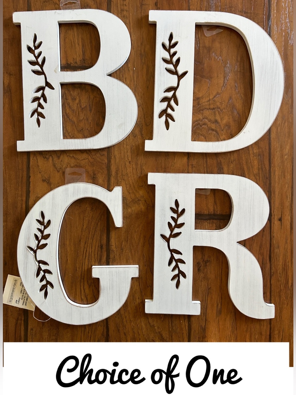 White Decorative Wall Letters choice of one: R, D, G, or B (choose 1)